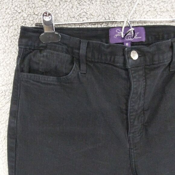 NYDJ Slim Straight Leg Jeans Women 12 Black Made in‎ USA Old Label D49 - Picture 5 of 16